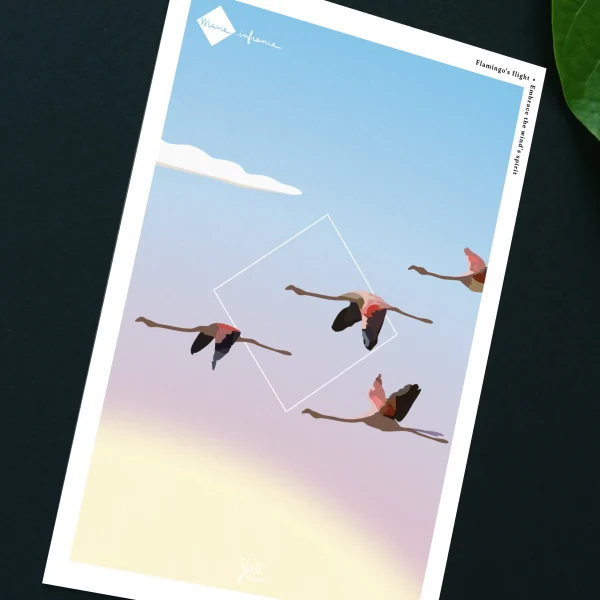 Carte postale - Flamingo's flight